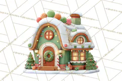 Christmas Village Clipart, Holiday Houses Clip Art PNG Product Image 3