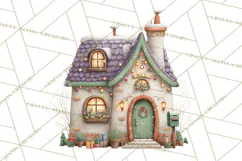 Christmas Village Houses Clipart, Festive Winter Homes PNG Product Image 3