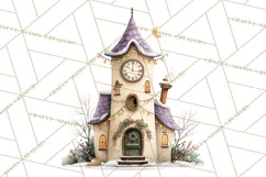 Christmas Village Houses Clipart, Festive Winter Homes PNG Product Image 5