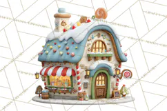 Christmas Village Clipart, Holiday Houses Clip Art PNG Product Image 3