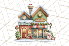 Christmas Village Clipart, Holiday Houses Clip Art PNG Product Image 4