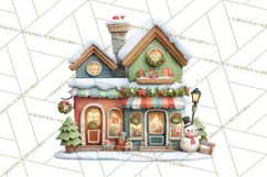Christmas Village Clipart, Holiday Houses Clip Art PNG Product Image 4