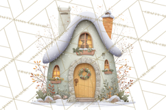 Christmas Village Houses Clipart, Festive Winter Homes PNG Product Image 4