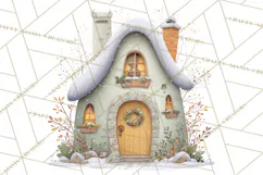 Christmas Village Houses Clipart, Festive Winter Homes PNG Product Image 4