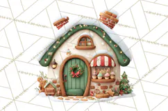 Christmas Village Clipart, Holiday Houses Clip Art PNG Product Image 4