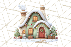 Christmas Village Clipart, Holiday Houses Clip Art PNG Product Image 5