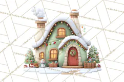 Christmas Village Clipart, Holiday Houses Clip Art PNG Product Image 5