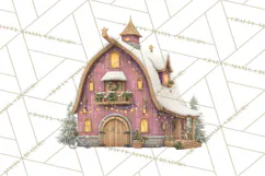 Christmas Village Houses Clipart, Festive Winter Homes PNG Product Image 5