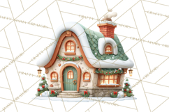 Christmas Village Clipart, Holiday Houses Clip Art PNG Product Image 2