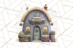 Christmas Village Houses Clipart, Festive Winter Homes PNG Product Image 3