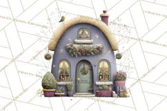 Christmas Village Houses Clipart, Festive Winter Homes PNG Product Image 3