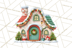 Christmas Village Clipart, Holiday Houses Clip Art PNG Product Image 3