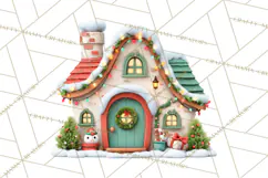 Christmas Village Clipart, Holiday Houses Clip Art PNG Product Image 3