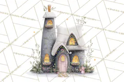 Christmas Village Houses Clipart, Festive Winter Homes PNG Product Image 5