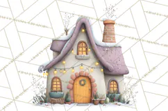 Christmas Village Houses Clipart, Festive Winter Homes PNG Product Image 3