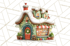 Christmas Village Clipart, Holiday Houses Clip Art PNG Product Image 3