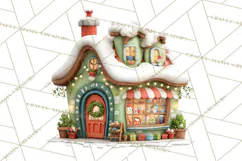 Christmas Village Clipart, Holiday Houses Clip Art PNG Product Image 3