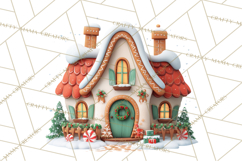 Christmas Village Clipart, Holiday Houses Clip Art PNG Product Image 4