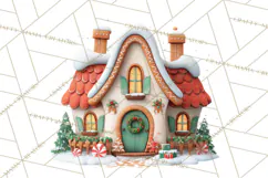 Christmas Village Clipart, Holiday Houses Clip Art PNG Product Image 4