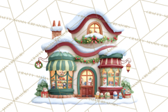 Christmas Village Clipart, Holiday Houses Clip Art PNG Product Image 5
