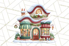 Christmas Village Clipart, Holiday Houses Clip Art PNG Product Image 5