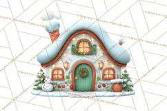 Christmas Village Clipart, Holiday Houses Clip Art PNG Product Image 2