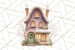 Christmas Village Houses Clipart, Festive Winter Homes PNG Product Image 2