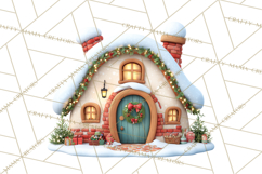 Christmas Village Clipart, Holiday Houses Clip Art PNG Product Image 3