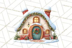 Christmas Village Clipart, Holiday Houses Clip Art PNG Product Image 3