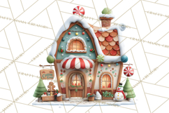 Christmas Village Clipart, Holiday Houses Clip Art PNG Product Image 4