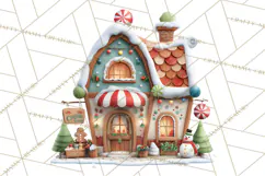 Christmas Village Clipart, Holiday Houses Clip Art PNG Product Image 4