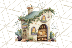Christmas Village Houses Clipart, Festive Winter Homes PNG Product Image 5