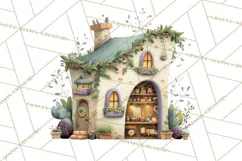 Christmas Village Houses Clipart, Festive Winter Homes PNG Product Image 5