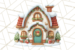 Christmas Village Clipart, Holiday Houses Clip Art PNG Product Image 5