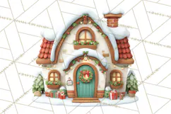 Christmas Village Clipart, Holiday Houses Clip Art PNG Product Image 5