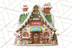 Christmas Village Clipart, Holiday Houses Clip Art PNG Product Image 2