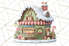 Christmas Village Clipart, Holiday Houses Clip Art PNG Product Image 4
