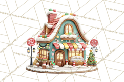 Christmas Village Clipart, Holiday Houses Clip Art PNG Product Image 5