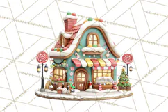 Christmas Village Clipart, Holiday Houses Clip Art PNG Product Image 5