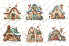 Christmas Village Clipart, Holiday Houses Clip Art PNG Product Image 3