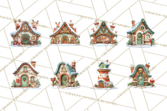 Christmas Village Clipart, Holiday Houses Clip Art PNG Product Image 4