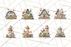Christmas Village Clipart, Holiday Houses Clip Art PNG Product Image 5