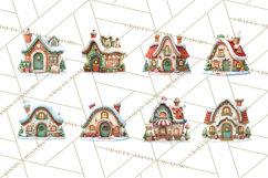 Christmas Village Clipart, Holiday Houses Clip Art PNG Product Image 8