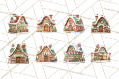 Christmas Village Clipart, Holiday Houses Clip Art PNG Product Image 9