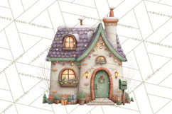 Christmas Village Houses Clipart, Festive Winter Homes PNG Product Image 3