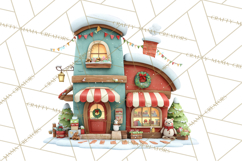 Christmas Village Clipart, Holiday Houses Clip Art PNG Product Image 3
