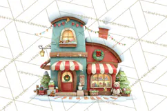 Christmas Village Clipart, Holiday Houses Clip Art PNG Product Image 3