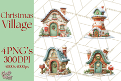 Christmas Village Clipart, Holiday Houses Clip Art PNG Product Image 1