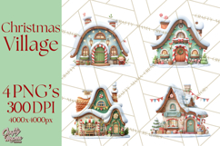 Christmas Village Clipart, Holiday Houses Clip Art PNG Product Image 1