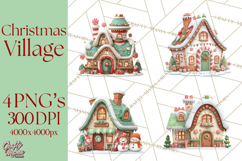 Christmas Village Clipart, Holiday Houses Clip Art PNG Product Image 1